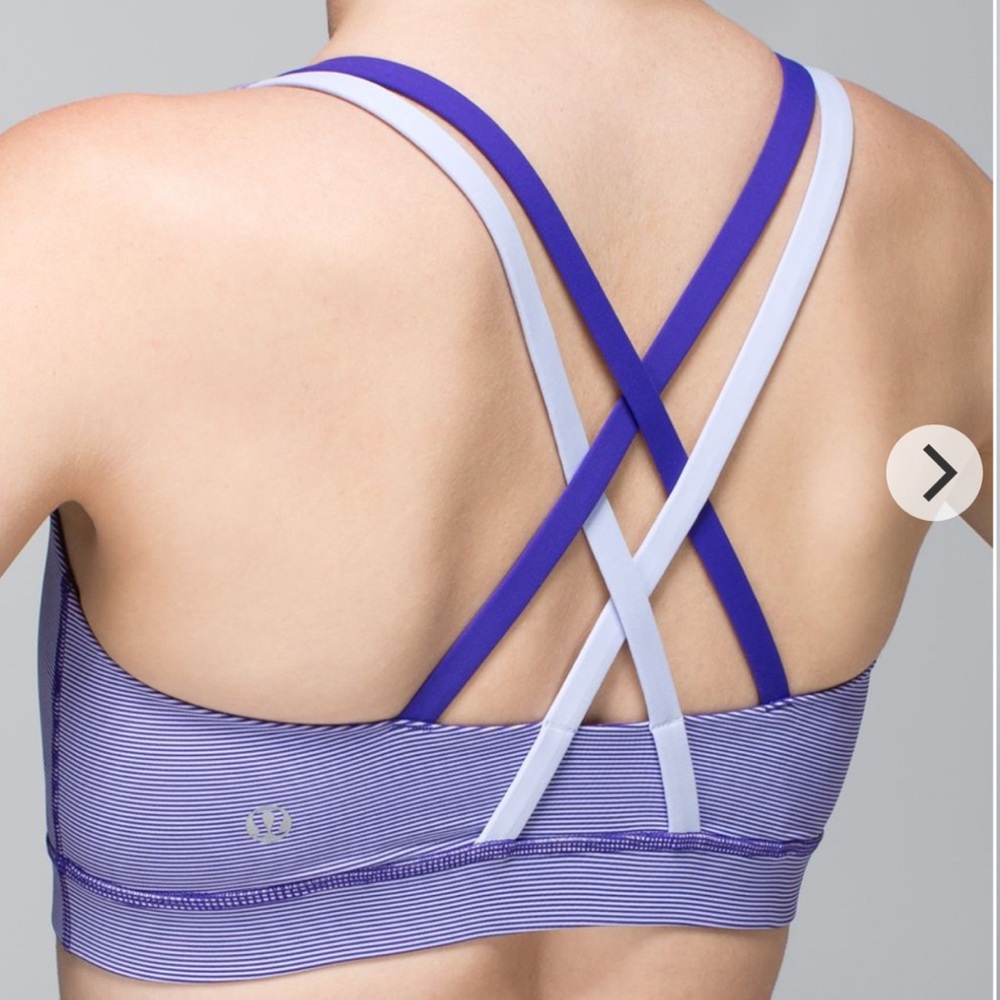 Lululemon Energy Bra Purple Striped Women's Sports Bra Size 8